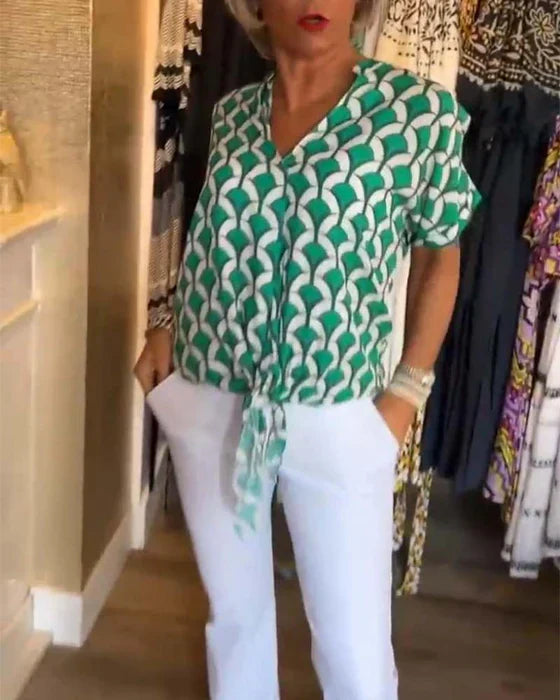 Stelani | Casual Top Met Print En V Hals