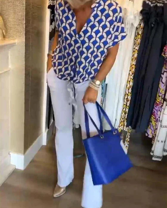 Stelani | Casual Top Met Print En V Hals