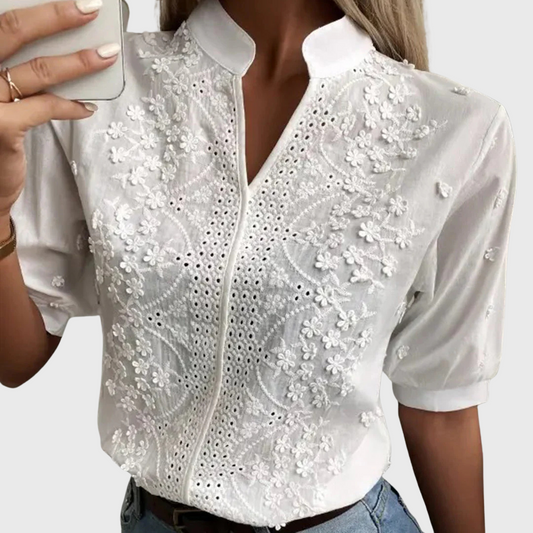 Camille | Losvallende Damesblouse in Wit