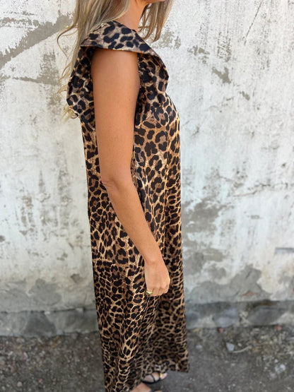 Leopardprint V-hals jurk