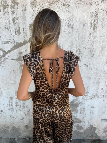 Leopardprint V-hals jurk