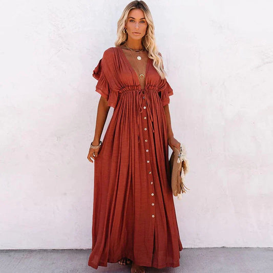 Julie™ - Rode Lange Strand Jurk