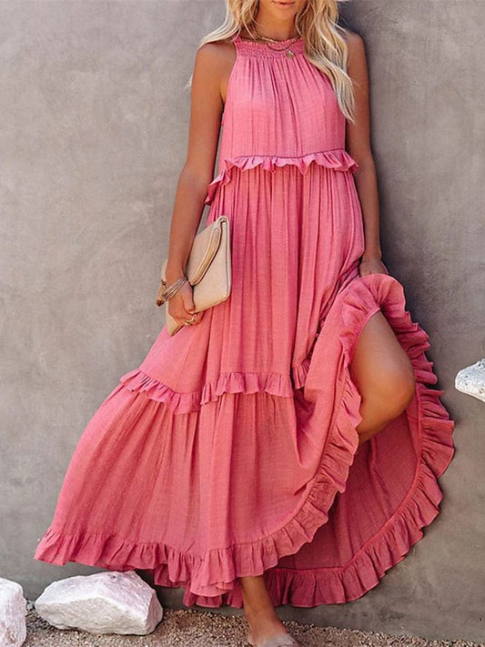 Lara™ - Roze Losse Maxi Jurk