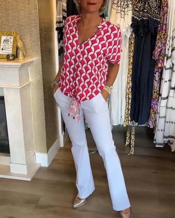Stelani | Casual Top Met Print En V Hals