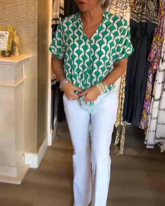 Stelani | Casual Top Met Print En V Hals