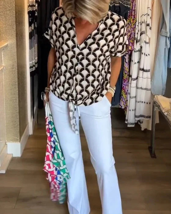 Stelani | Casual Top Met Print En V Hals
