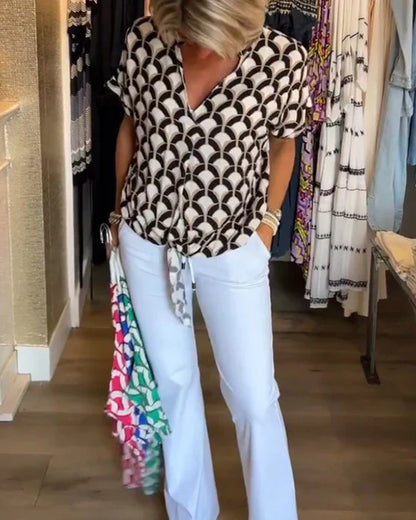 Stelani | Casual Top Met Print En V Hals
