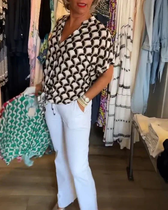 Stelani | Casual Top Met Print En V Hals