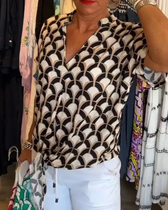 Stelani | Casual Top Met Print En V Hals