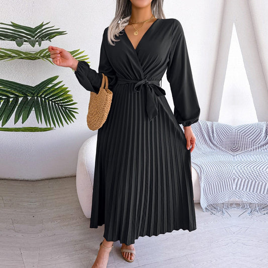 Amy™ Zwarte Elegante Maxi Jurk Met V-hals Feestelijke Boho Stijl